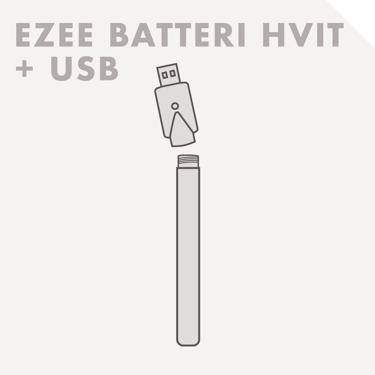 Batteri og USB - Hvit