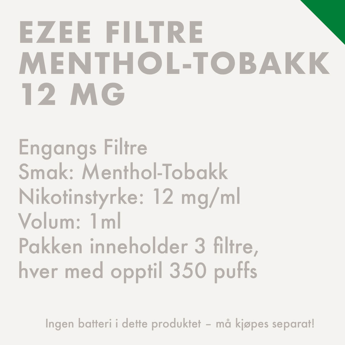 ezee e-sigarett filtre mentol 12mg nikotin 3 filtre