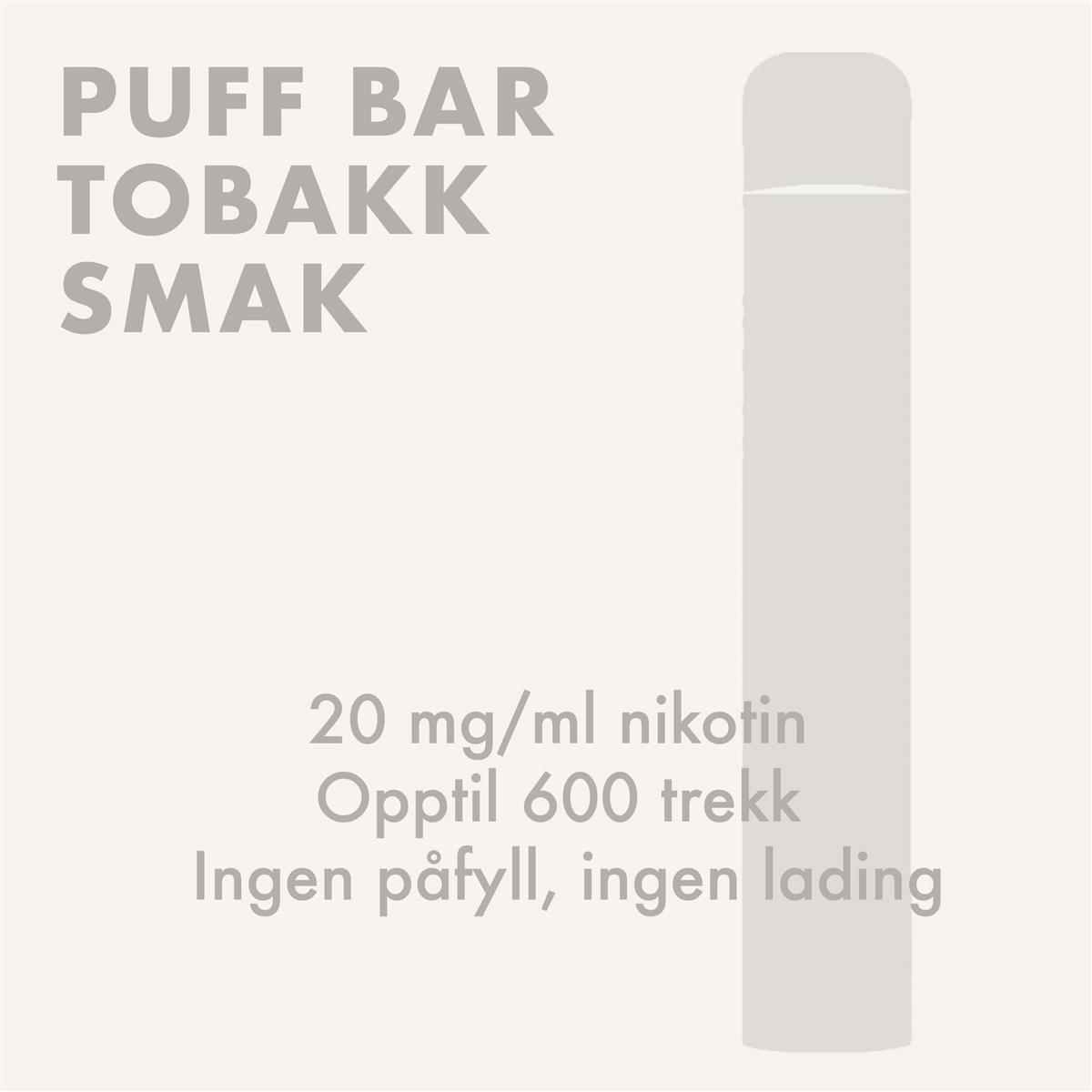 Go+ Puff Bar Tobakk 20mg/ml Nikotin Norge